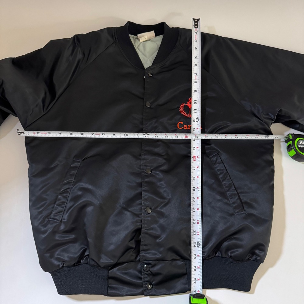 Vintage Hartwell Lady Oly Hoopster Black Satin Bomber Jacket XL Made in USA 770 - Picture 10 of 14